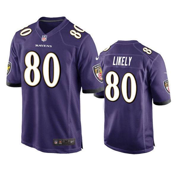Men's Baltimore Ravens #80 Isaiah Likely Purple Game Jersey Men's Baltimore Ravens #80 Isaiah Likely Purple Game Jersey